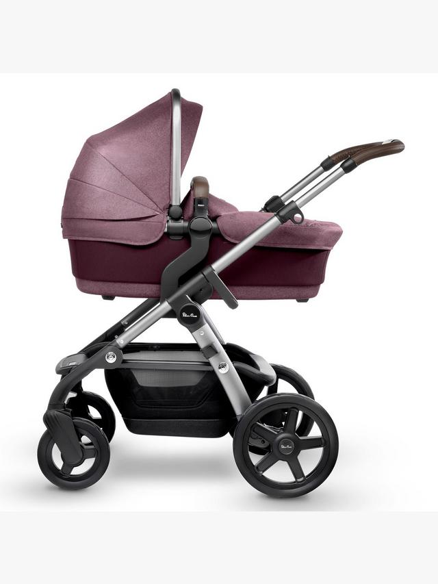 Silver Cross Wave Pushchair, Carrycot & Tandem Seat - Claret