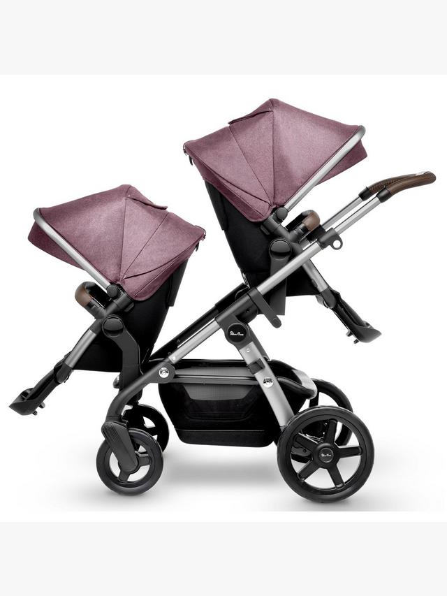 Silver Cross Wave Pushchair, Carrycot & Tandem Seat - Claret