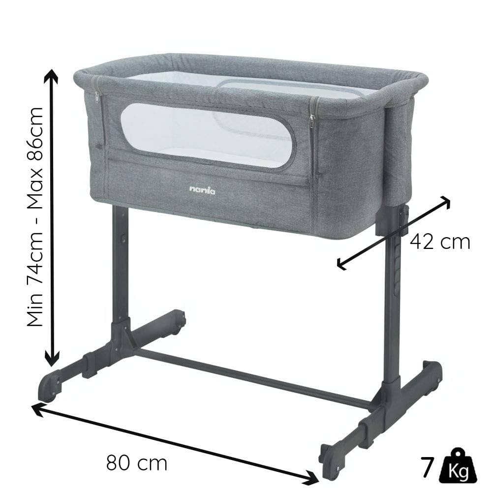 nania Bedside Crib DODI - 2 in 1 Extra Bed - Grey