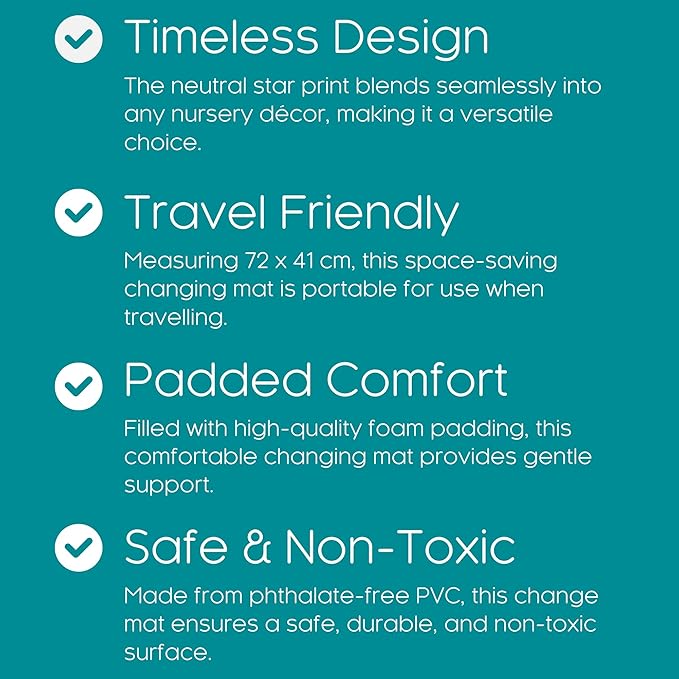 East Coast Nursery Essential Star Changing Mat Grey 70x40x3 cm