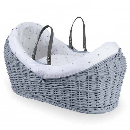 Clair de lune Wrapover Noah Pod Grey Wicker Basket Lullaby Hearts