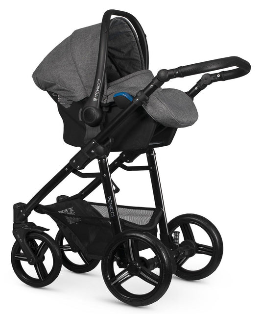Venicci Soft 3 in 1 Travel System - Denim Grey with Black Chassis
