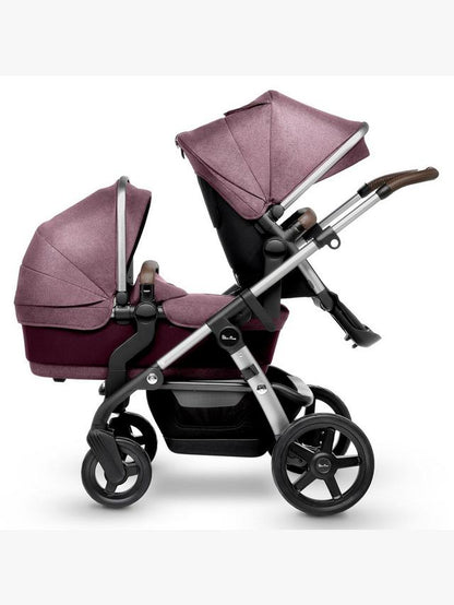 Silver Cross Wave Pushchair, Carrycot & Tandem Seat - Claret