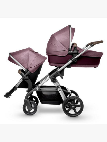 Silver Cross Wave Pushchair, Carrycot & Tandem Seat - Claret