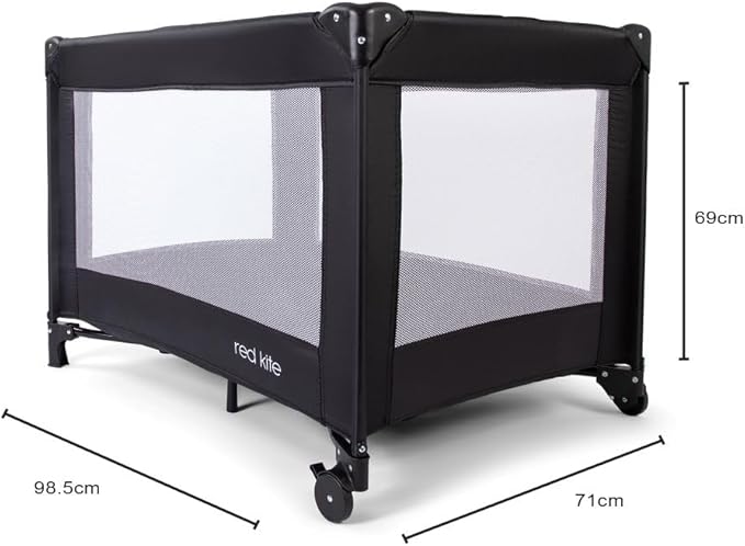 Red Kite Black Sleep Tight Travel Cot, Black