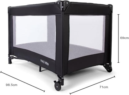 Red Kite Black Sleep Tight Travel Cot, Black