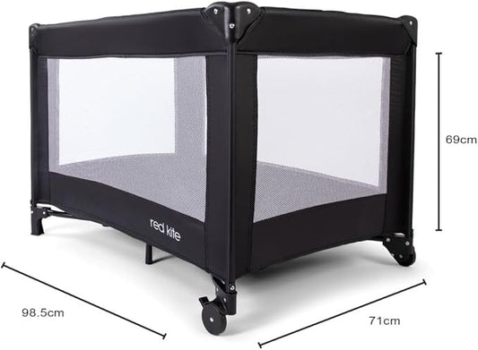 Red Kite Black Sleep Tight Travel Cot, Black