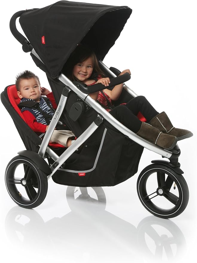 Phil & Teds Vibe Double Stroller with Carrycot - Red