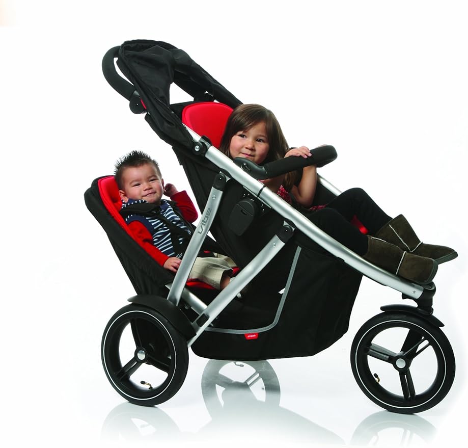 Phil & Teds Vibe Double Stroller with Carrycot - Red
