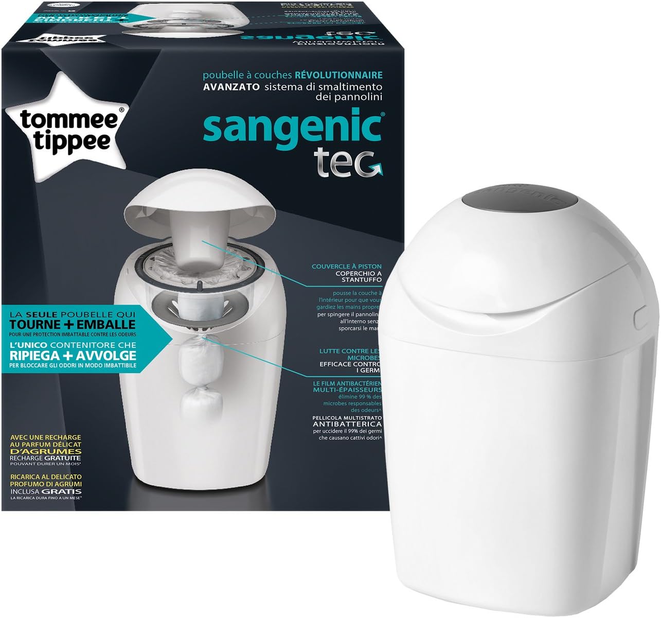 Tommee Tippee Sangenic Tec Nappy Disposal Tub - White