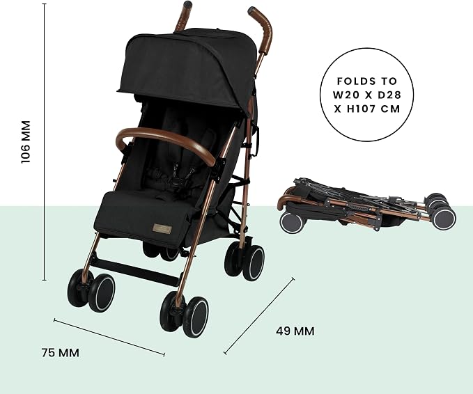 Ickle Bubba Discovery Lightweight Stroller  (Black/Rose Gold)