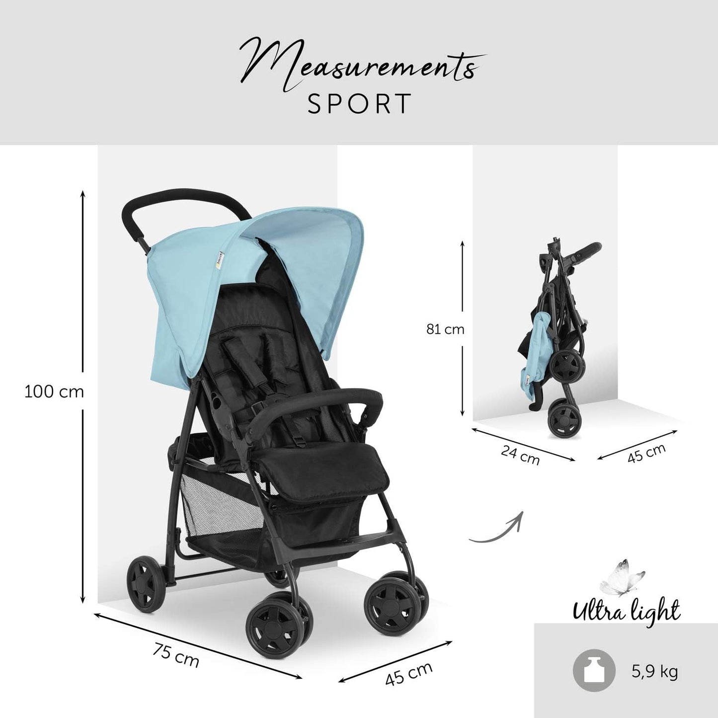 Hauck Sport Pushchair Stroller - Blue