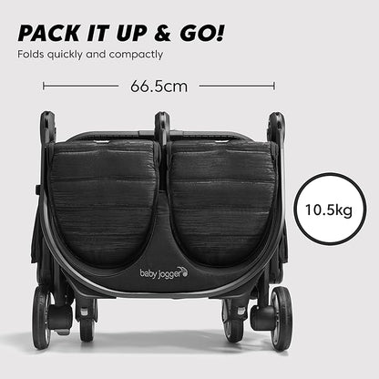 Baby Jogger City Tour 2 Double Travel Pushchair - Pitch Black
