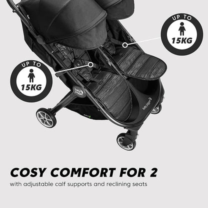 Baby Jogger City Tour 2 Double Travel Pushchair - Pitch Black