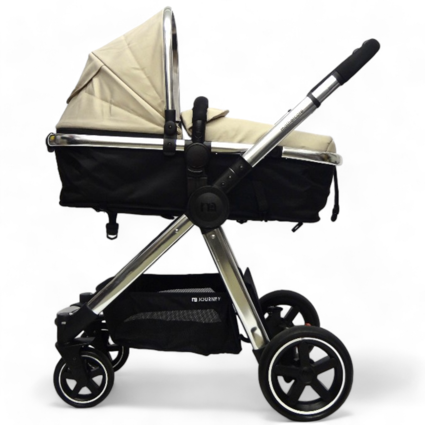 Mothercare 4-wheel Journey Chrome Pram System - Sand