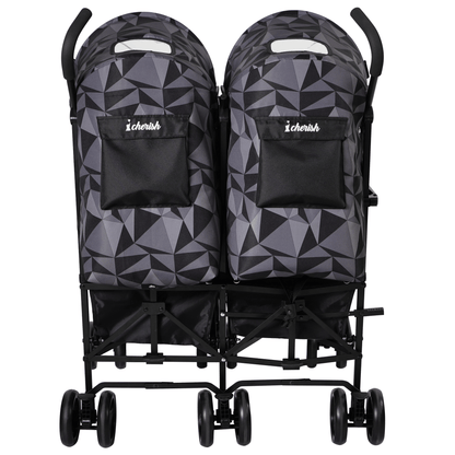 My Babiie MB11 Dani Dyer Geo Twin Stroller – “Cherish” Black
