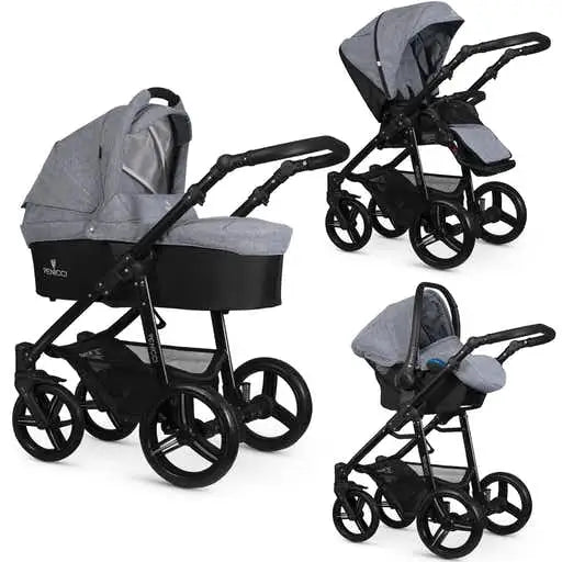 Venicci Soft 3 in 1 Travel System - Denim Grey with Black Chassis