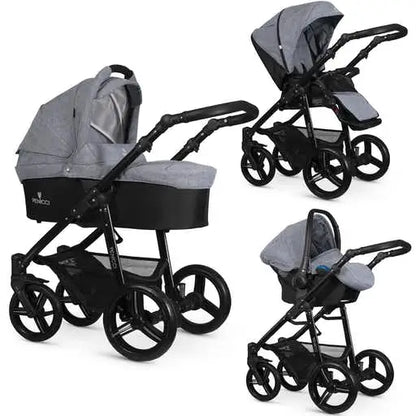 Venicci Soft 3 in 1 Travel System - Denim Grey with Black Chassis