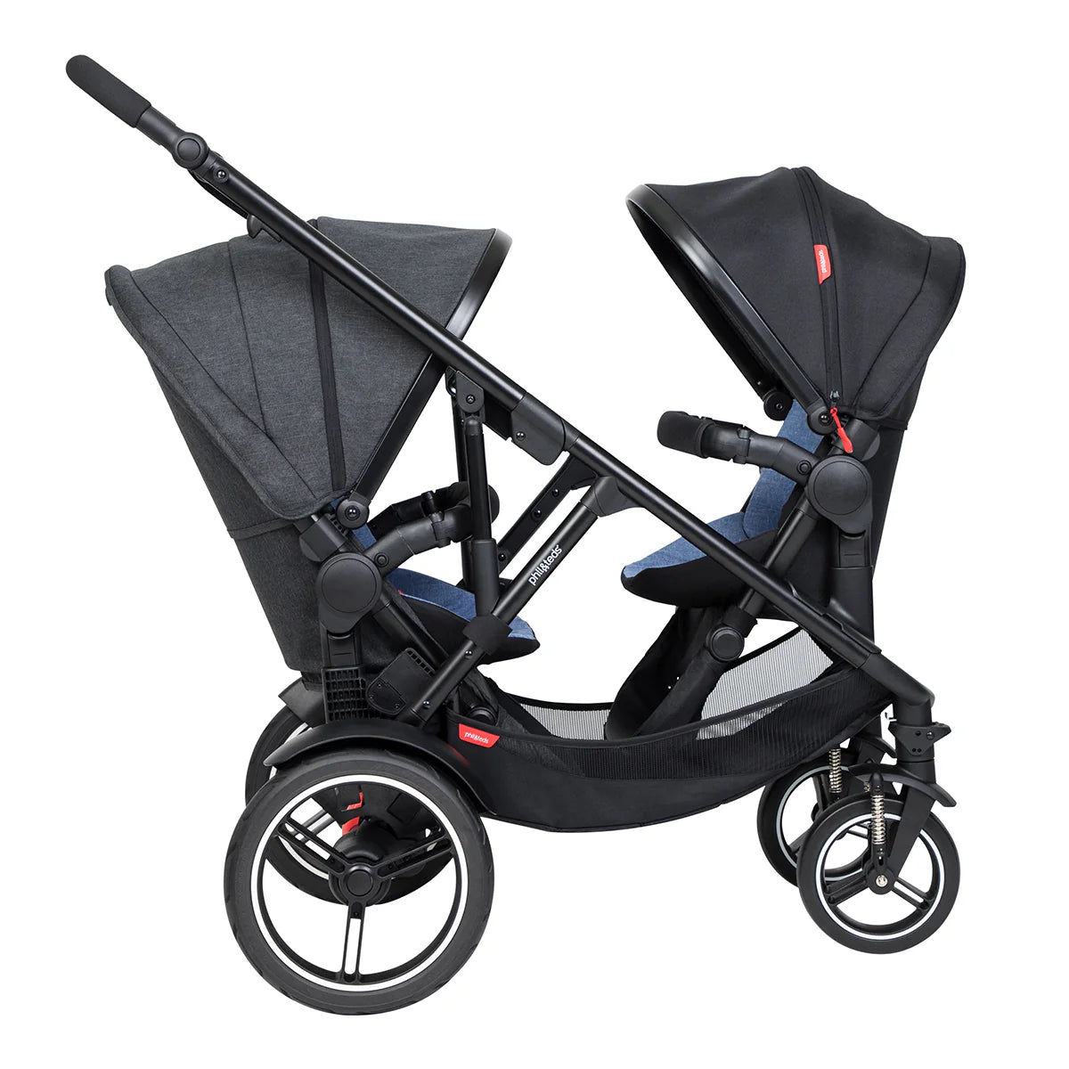 Phil & Teds Voyager V6 Double Stroller - Grey Marl