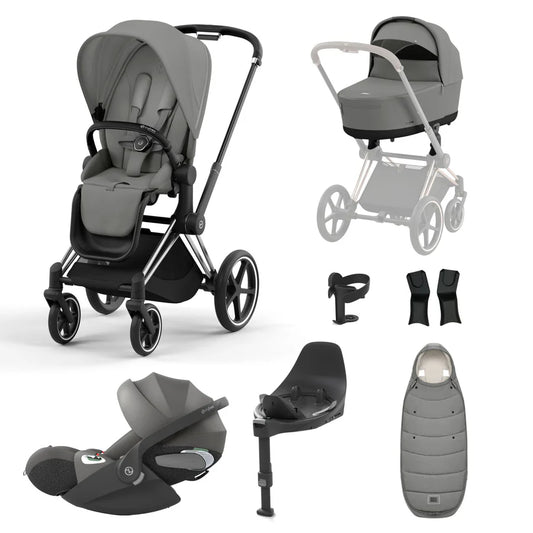 Cybex Priam Ultimate Cloud T Bundle – Mirage Grey / Chrome Black Frame