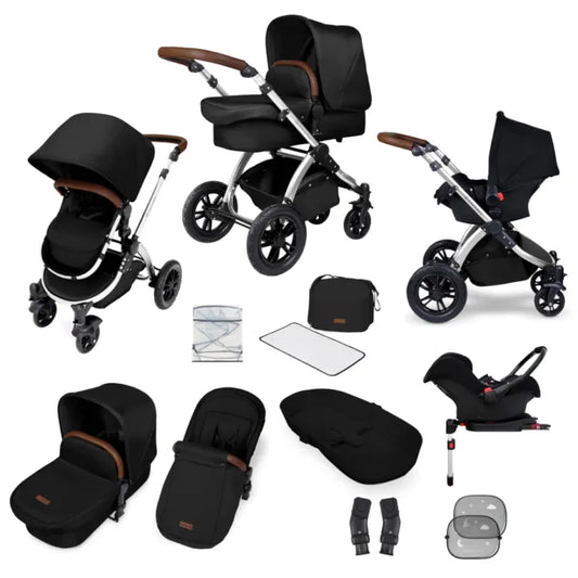 Ickle Bubba Stomp V4 All in One Travel System with ISOFIX Base – Midnight Chrome