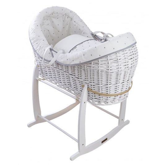 Clair de lune Wrapover Noah Pod Grey Wicker Basket & Stand - Lullaby Hearts