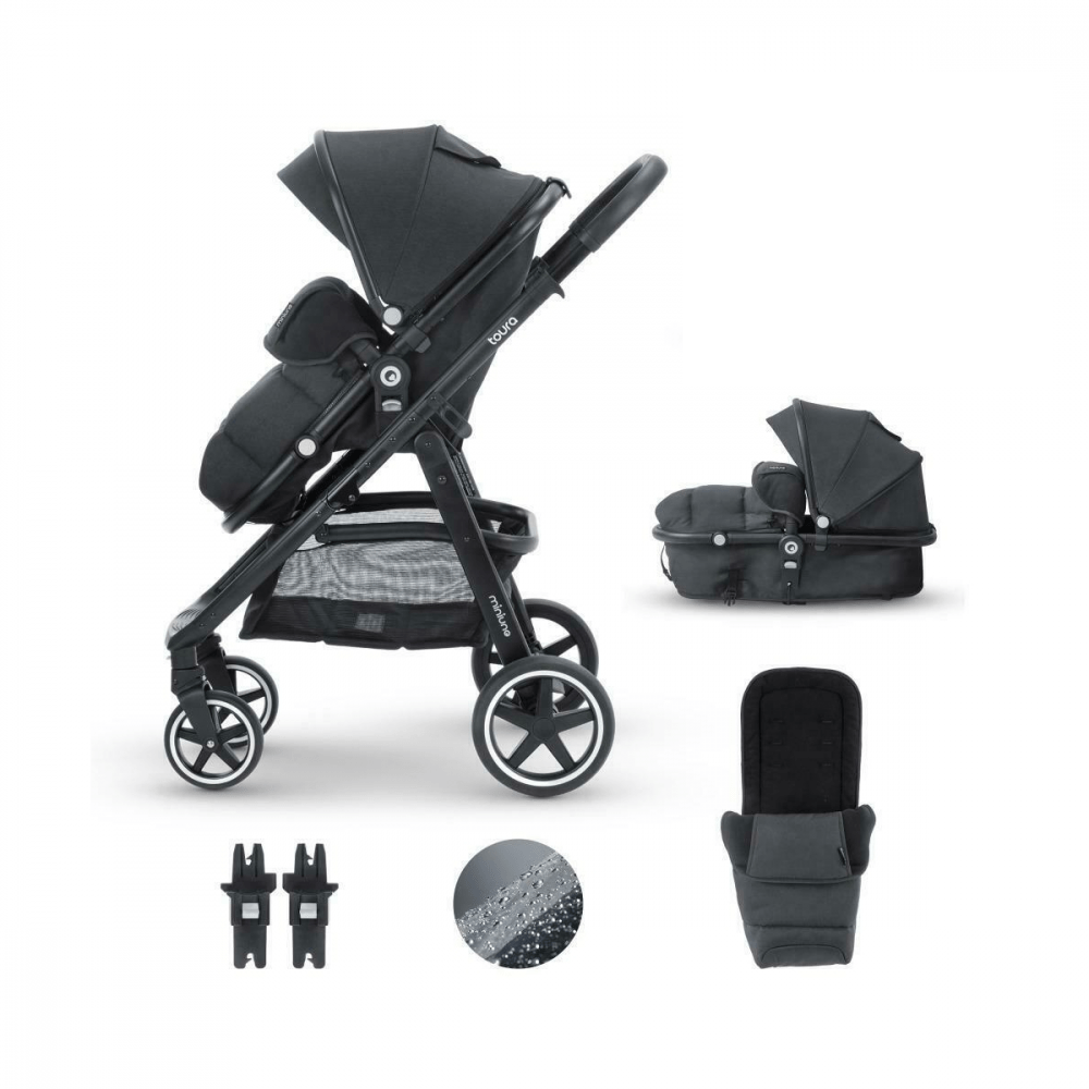MiniUno Toura 2 in 1 Pram & Pushchair System – Black Herringbone