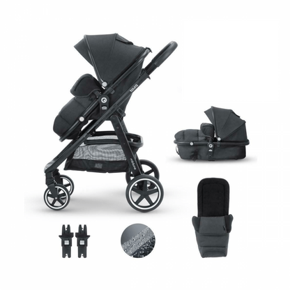 MiniUno Toura 2 in 1 Pram & Pushchair System – Black Herringbone