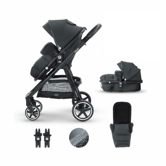 MiniUno Toura 2 in 1 Pram & Pushchair System – Black Herringbone