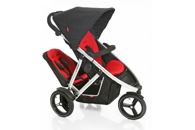 Phil & Teds Vibe Double Stroller with Carrycot - Red
